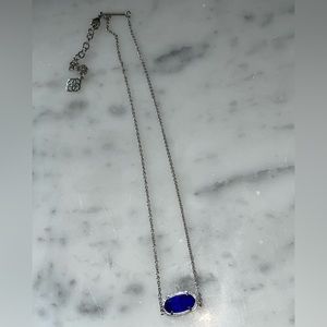 Kendra Scott Silver Pendant Necklace in Cobalt Cats Eye